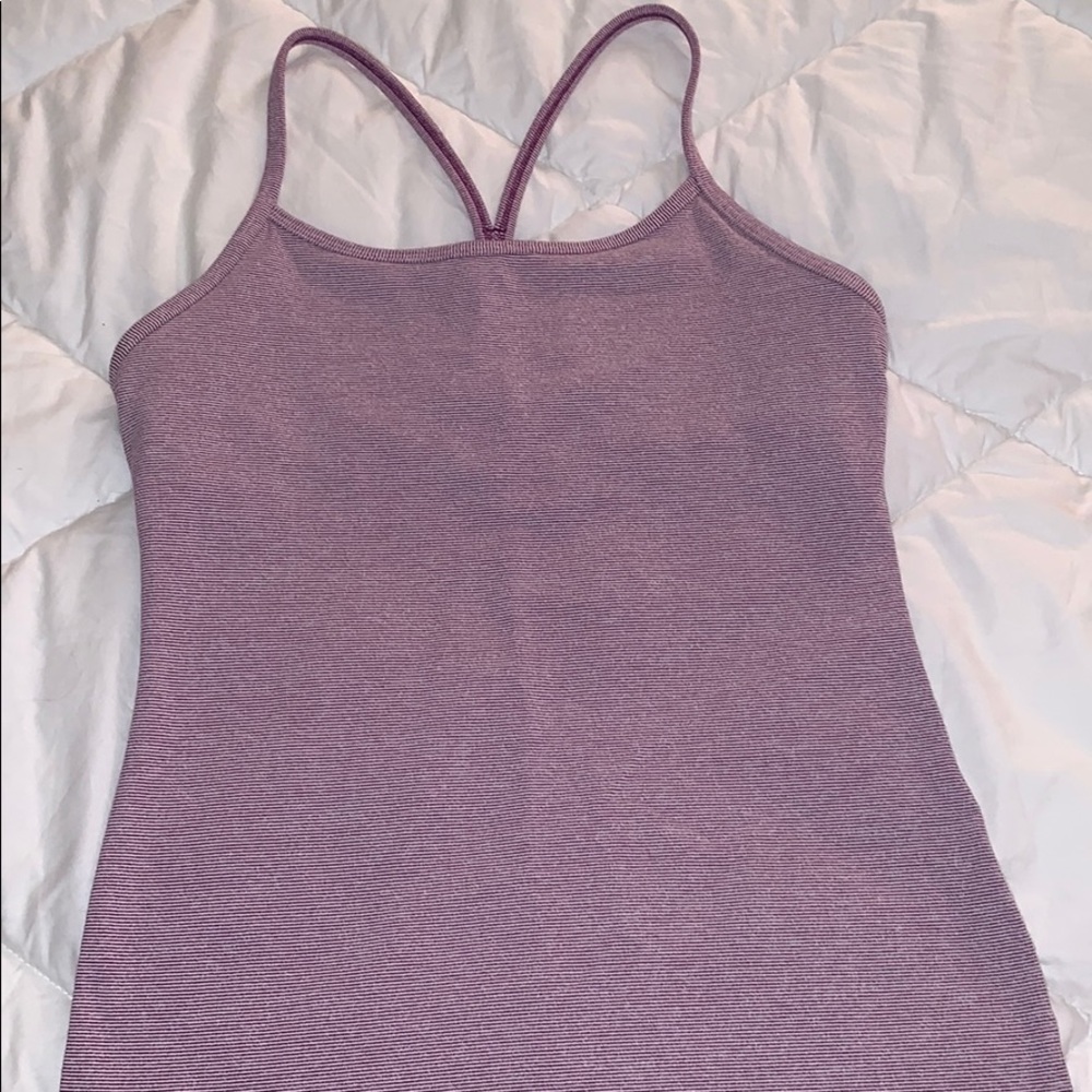 Lululemon Purple Striped Power Y Tank
